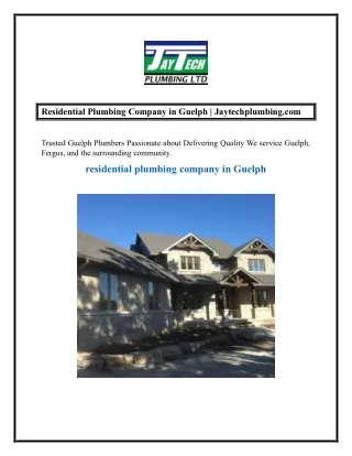 Residential Plumbing Company in Guelph  Jaytechplumbing.com