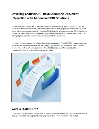 Unveiling ChatPDFGPT Revolutionizing Document Interaction with AI-Powered PDF