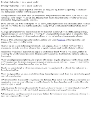 Traveling with diabetes 11 tips to make it easy for