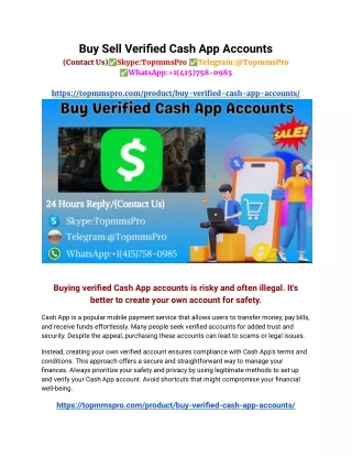 Buy Sell Verified Cash App Accounts Sale in This year 2024