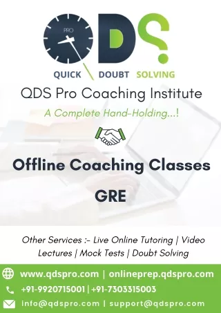 QDS Pro GRE Offline Coaching Classes Prospectus