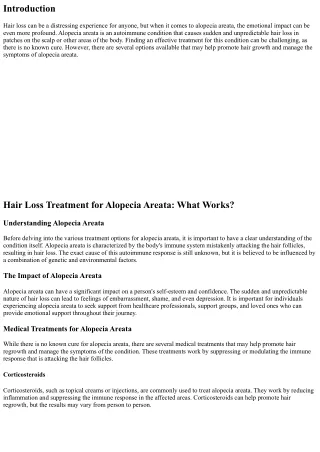 Hair Loss Treatment for Alopecia Areata: What Works?