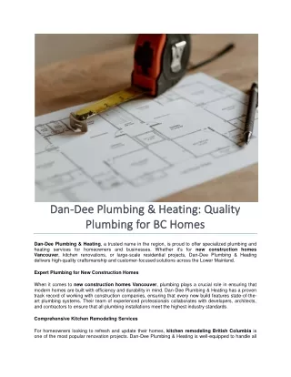 Dan-Dee Plumbing and Heating- Quality Plumbing for BC Homes