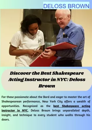 Discover the Best Shakespeare Acting Instructor in NYC: Deloss Brown