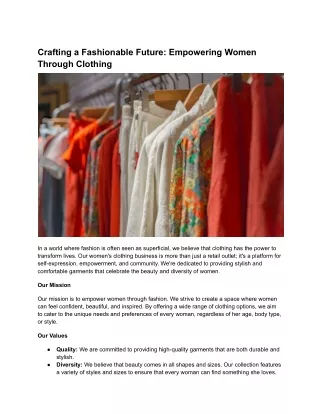Crafting a Fashionable Future_ Empowering Women Through Clothing