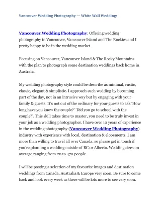 Vancouver Wedding Photography — White Wall Weddings