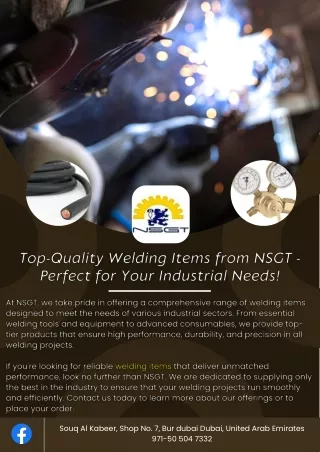 Top-Quality Welding Items from NSGT - Perfect for Your Industrial Needs!