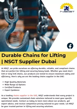 Durable Chains for Lifting | NSGT Supplier Dubai