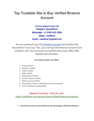 Top Trustable Site to Buy Verified Binance Account