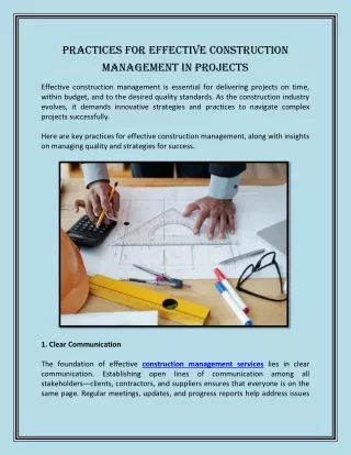 Practices for Effective Construction Management in Projects