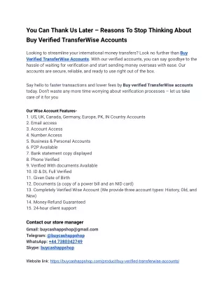 How to Buy Verified TransferWise Accounts Fast in Years