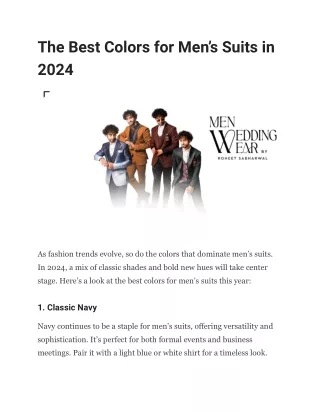 The Best Colors for Men’s Suits in 2024: A Fashion Guide
