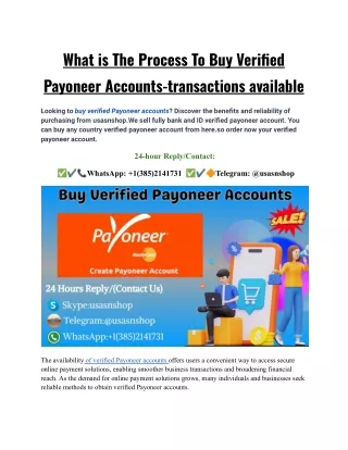 What is The Process To Buy Verified Payoneer Accounts-transactions available