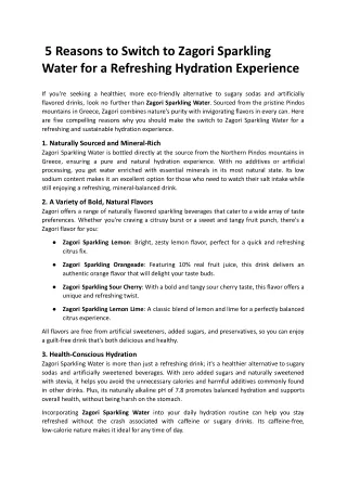 5 Reasons to Switch to Zagori Sparkling Water for a Refreshing Hydration Experience.docx