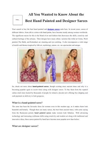 All You Wanted to Know About the Best Hand Painted and Designer Sarees