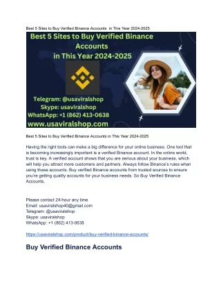 Best 5 Sites to Buy Verified Binance Accounts  in This Year 2024-2025