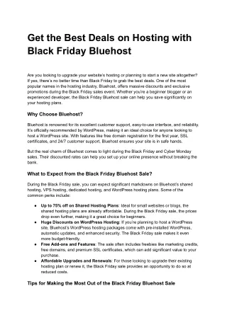 Black Friday Bluehost