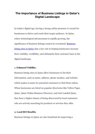 The Importance of Business Listings in Qatar’s Digital Landscape
