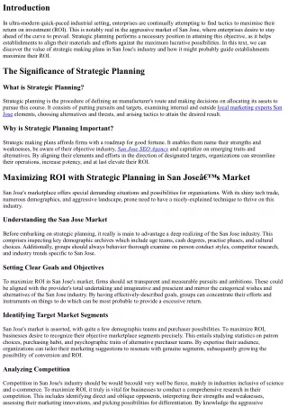 Maximizing ROI with Strategic Planning in San Jose’s Market