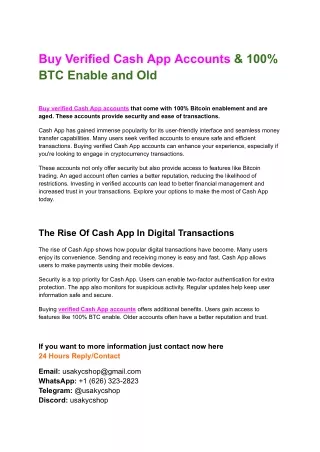 Buy Verified Cash App Accounts & 100% BTC Enable and Old