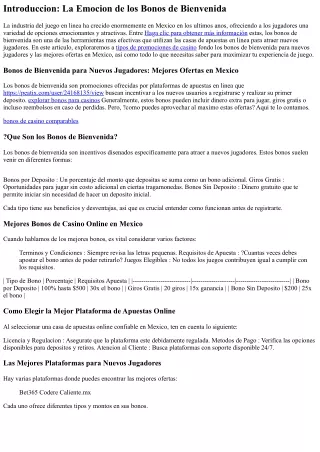 Bonos de Bienvenida para Nuevos Jugadores: Mejores Ofertas en Mexico