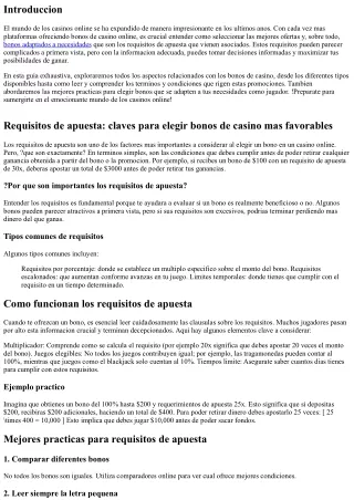 Requisitos de apuesta: claves para elegir bonos de casino mas favorables