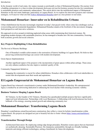 Pioneering Real Estate: The Impact of Mohammad Honarkar