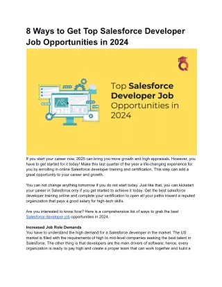 8 Ways to Get Top Salesforce Developer Job Opportunities in 2024
