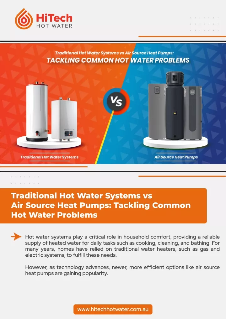 traditional hot water systems vs air source heat