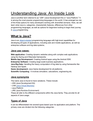 understanding java an inside look