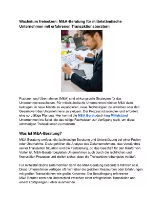 Wachstum freisetzen_ M&A-Beratung für mittelständische Unternehmen mit erfahrenen Transaktionsberatern