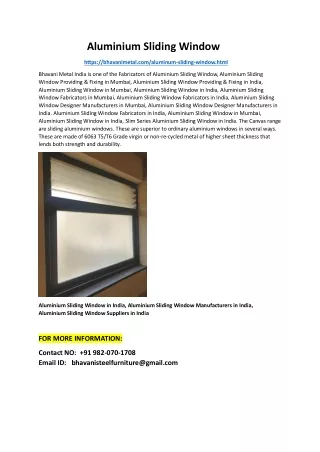 Aluminium Sliding Window Providing & Fixing in India