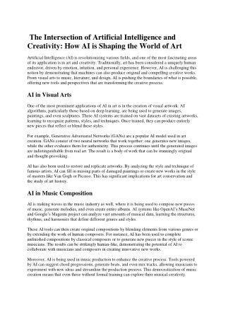 The Intersection of Artificial Intelligence and Creativity How AI is Shaping the World of Art