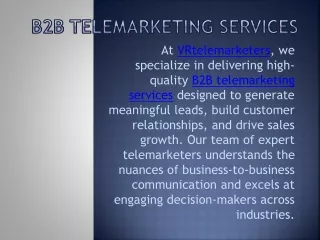 B2B Telemarketing Services