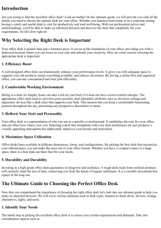The Ultimate Guide to Selecting the Perfect Office Desk