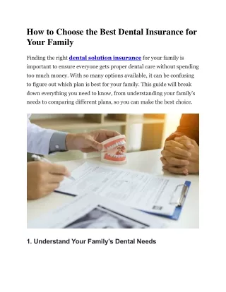 How to Choose the Best Dental Insurance for Your Family