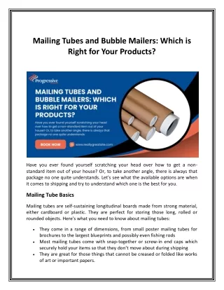 Mailing Tubes and Bubble Mailers: Which is Right for Your Products?