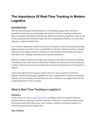 the importance of real time tracking in modern