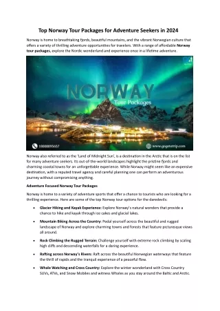 Top Norway Tour Packages for Adventure Seekers in 2024