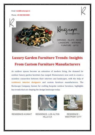 Luxury Garden Furniture Trends Insights From Custom Furniture Manufacturers