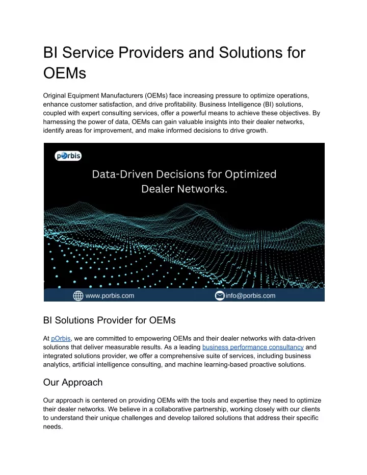 bi service providers and solutions for oems