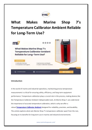What Makes Marine Shop 7’s Temperature Calibrator Ambient Reliable for Long-Term Use