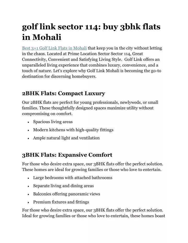 golf link sector 114 buy 3bhk flats in mohali