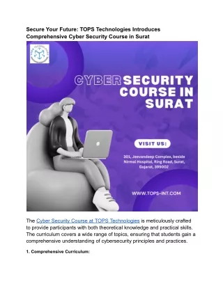 Secure Your Future: TOPS Technologies Introduces Comprehensive Cyber Security Co