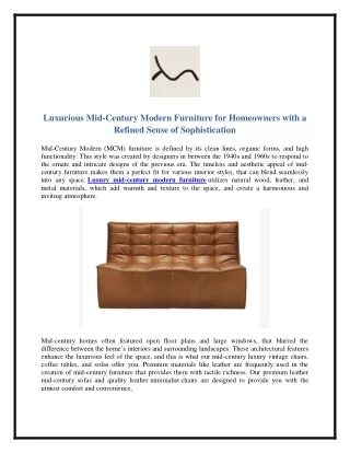 Luxurious Mid-Century Modern Furniture