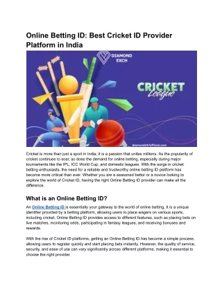 Online Betting ID_ Best Cricket ID Provider Platform in India