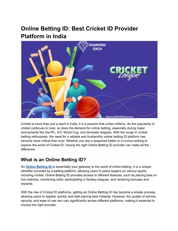 online betting id best cricket id provider