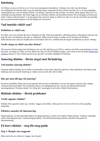 Att skapa en rökfri zon efter en svår tid
