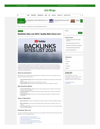Backlinks Sites List 2024 ( Quality Elder Home List )