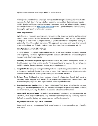 Agile Scrum Framework for Startups A Path to Rapid Growth
